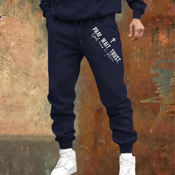 Christianartworkshop Pray Wait Trust Statement Sweatpants: Side-Hip Faith Mantra - image 5