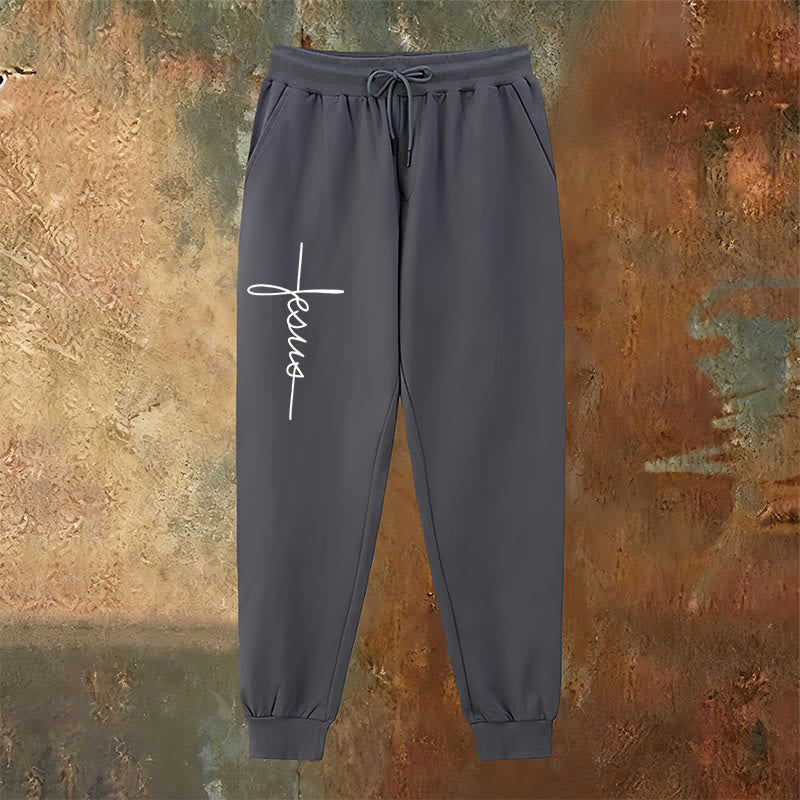 Christianartworkshop Minimal Jesus Cross Script Sweatpants: Every Step with Jesus - image 19