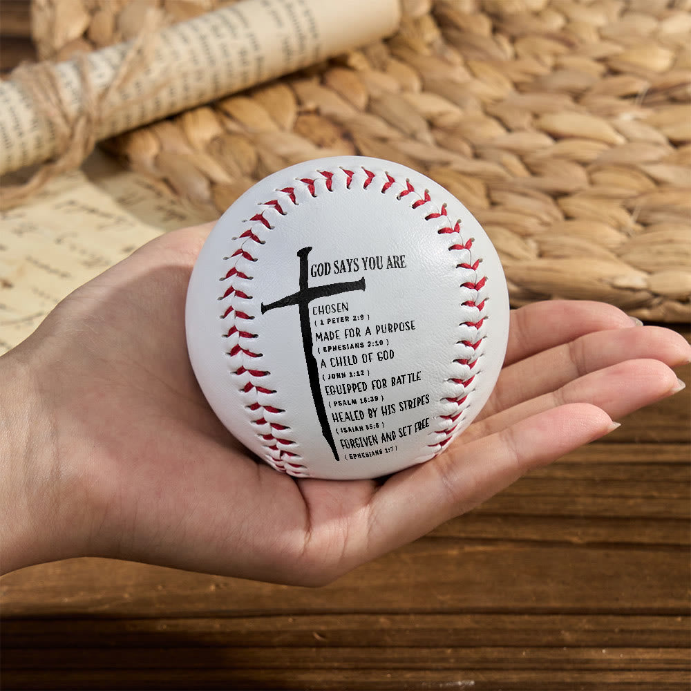 Christianartworkshop Daily Faith Reminder Baseball: God Says You Are Scripture & Cross Emblem - image 5