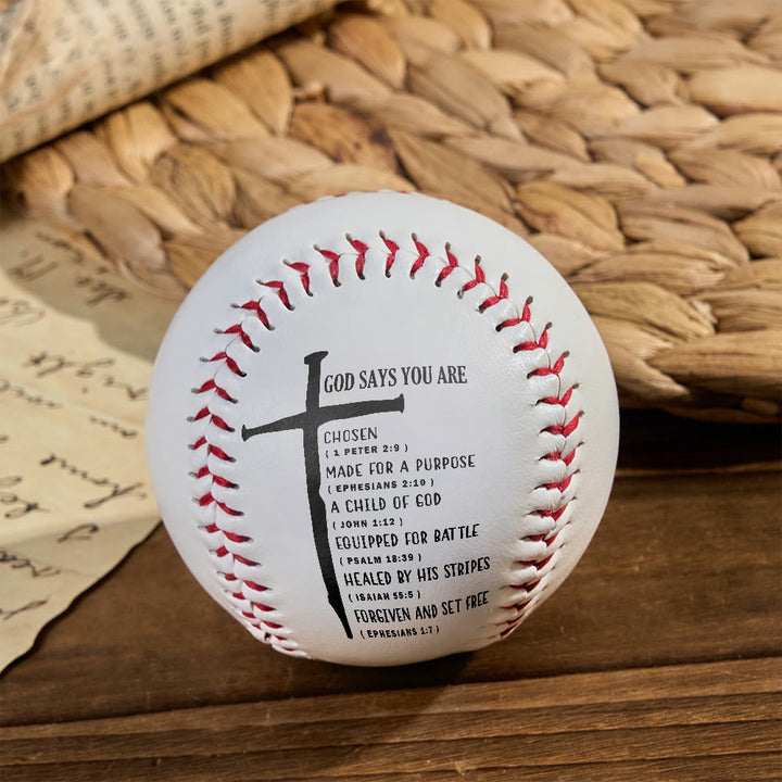Christianartworkshop Daily Faith Reminder Baseball: God Says You Are Scripture & Cross Emblem - image 2