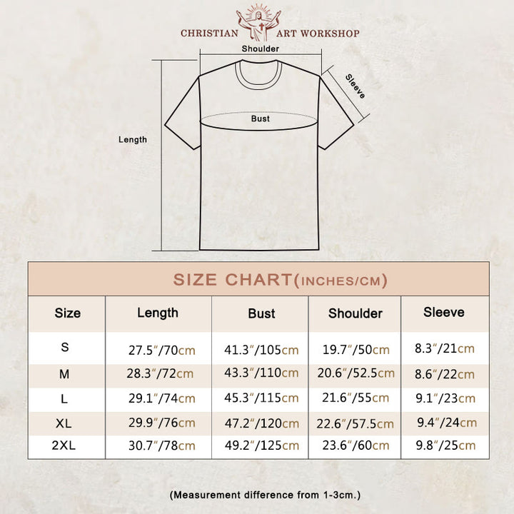 Christianartworkshop Fresh Style Cross and Heart Short Sleeve T-shirt - image 1