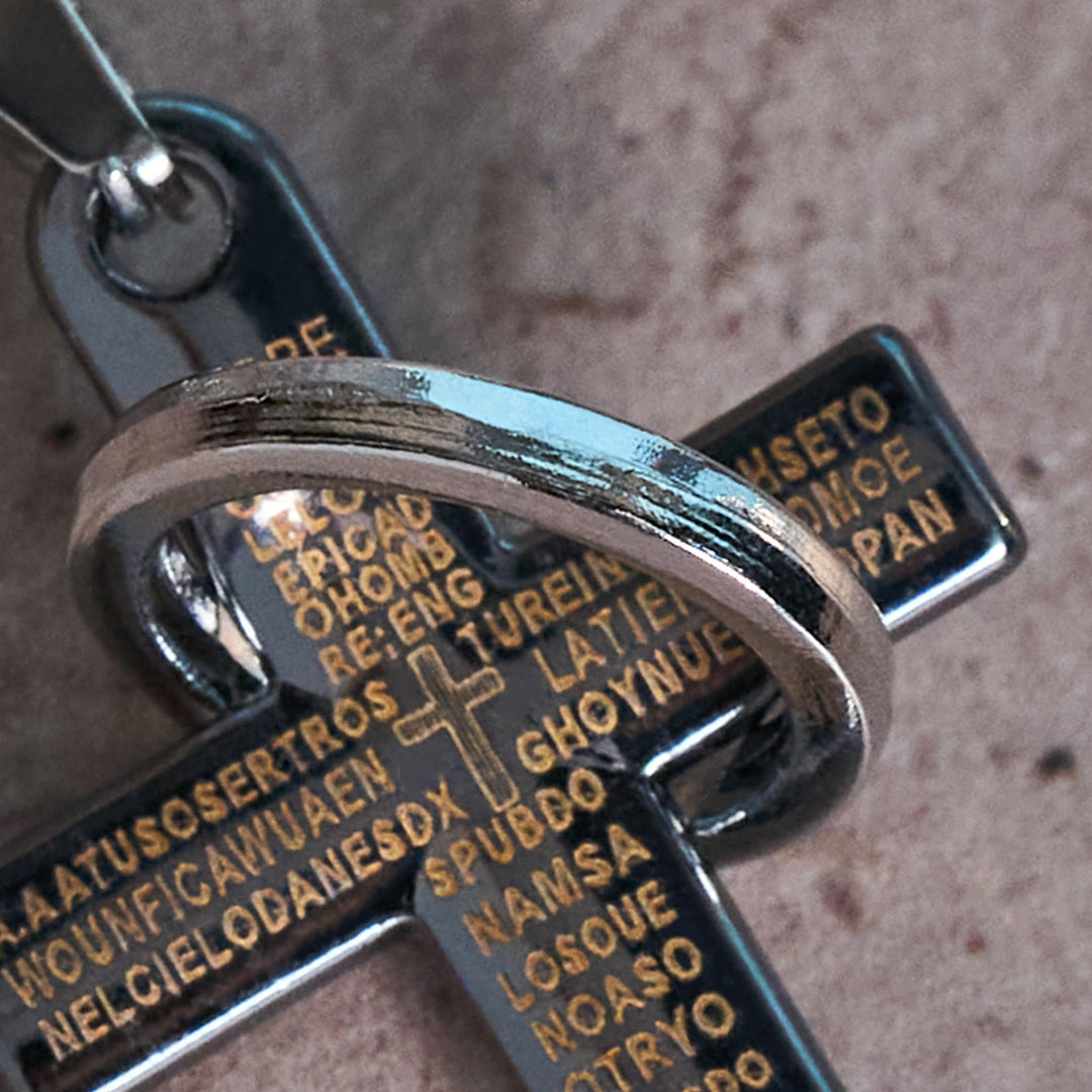 Christianartworkshop Lord's Prayer with Interlocking Ring Cross Pendant Necklace: Bold Style Sacred Meaning - image 4