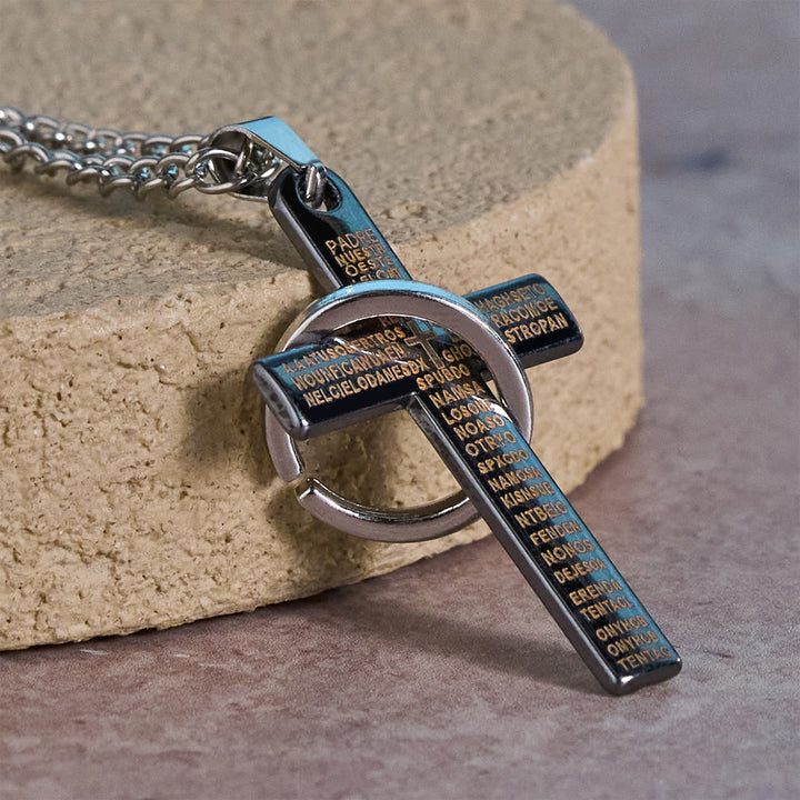Christianartworkshop Lord's Prayer with Interlocking Ring Cross Pendant Necklace: Bold Style Sacred Meaning - image 2