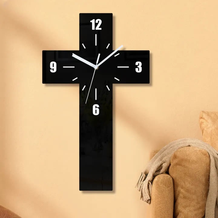 Christianartworkshop Minimalist Silent Cross Wall Clock in Red, White & Black for Peaceful Spaces - image 1
