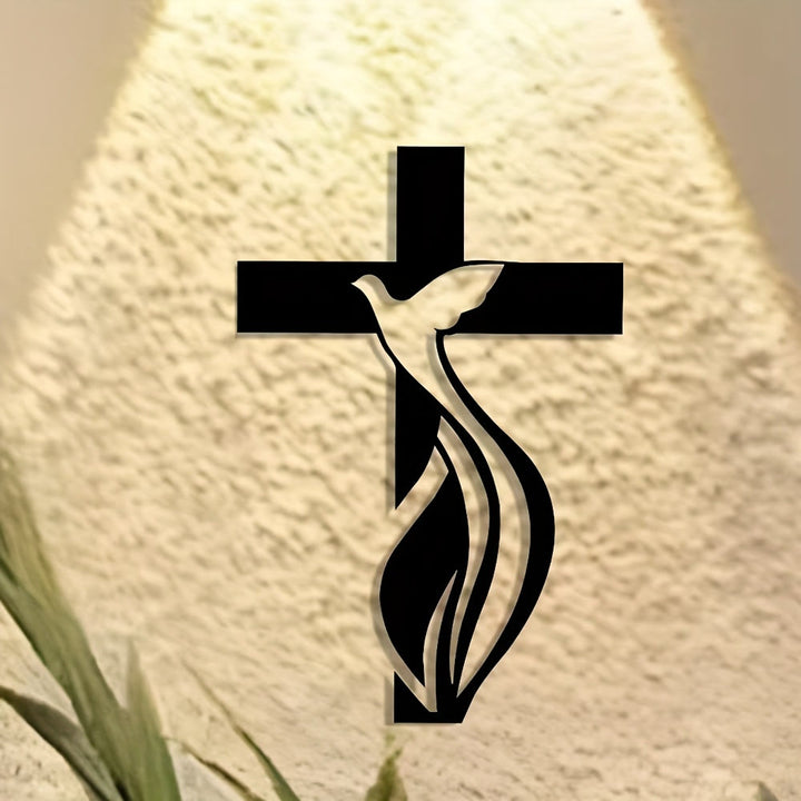 Christianartworkshop Crafted Metal Wall Decor: Cross & Dove Holy Spirit Design Detail - image 3