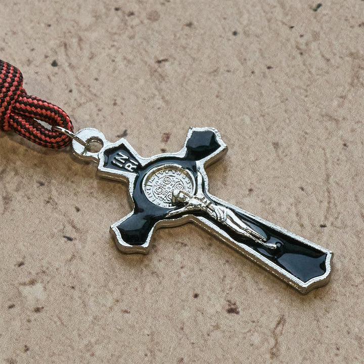 Christianartworkshop Faith Defender Paracord Pocket Rosary with St. Benedict: Shield of Christ - image 5