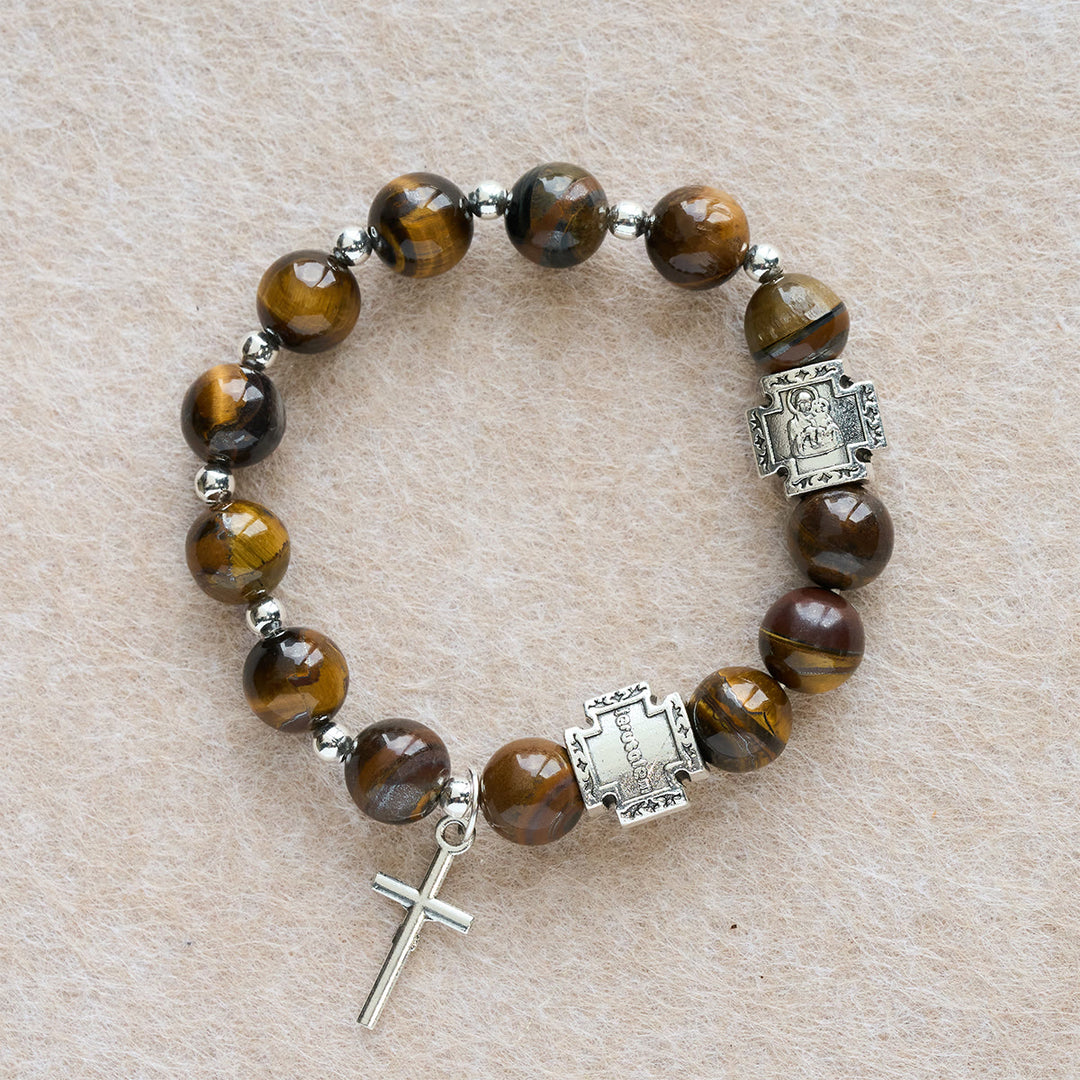 Christianartworkshop Courage in Christ Tiger Eye Stone Bracelet with Cross Charm: Pray without Fear - image 2