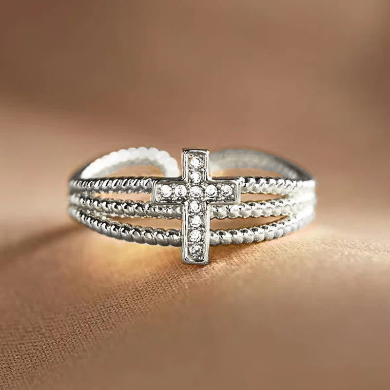 Christianartworkshop Sparkling Cross Ring: Zircon - Studded Design for Faith - Driven Gifting - Silver - image 4