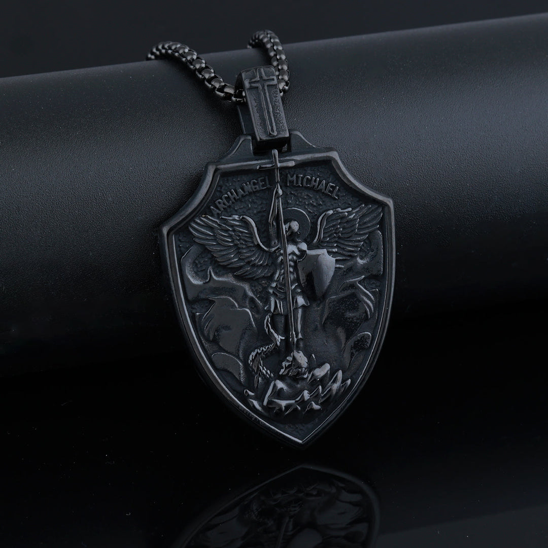 Christianartworkshop Archangel Michael Shield Pendant Necklace: Faith & Protection for Daily Wear - Black - image 3