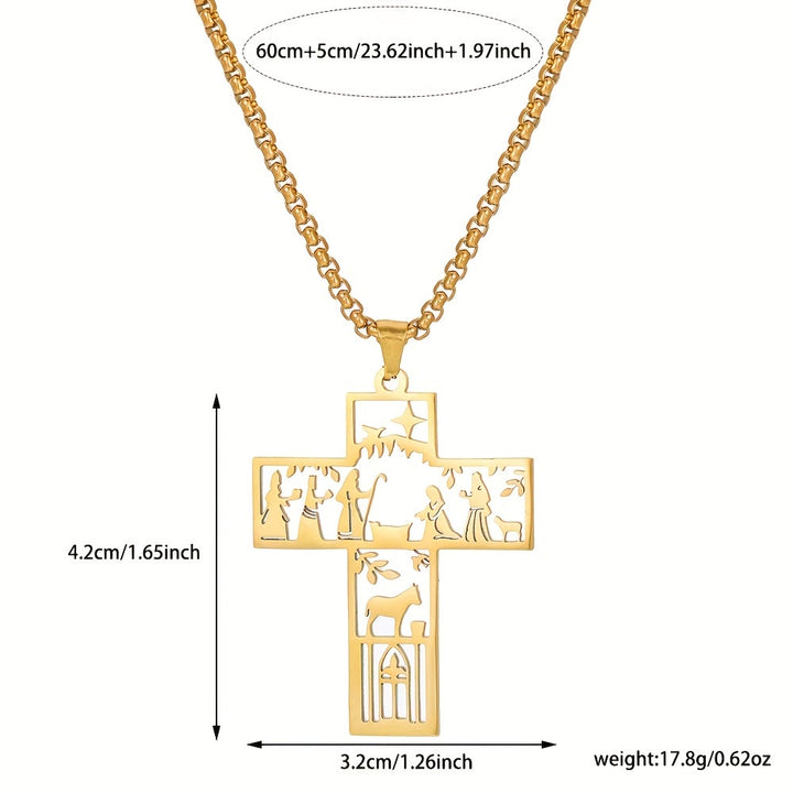 Christianartworkshop Cross with Nativity Cutout Necklace: Timeless Faith Symbol for Christmas - image 4