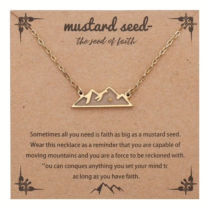 Christianartworkshop Minimalist Mustard Seed Mountain Necklace: Faith Expression in Daily Wear - Golden Mountain - image 4