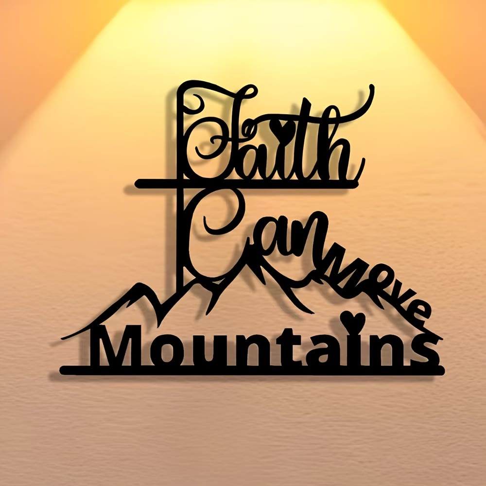 Christianartworkshop Faith & Mountains Metal Wall Decor: Timeless Belief for Devotional Spaces - Black - 15.75''*12.07''/40*30.66cm - image 0