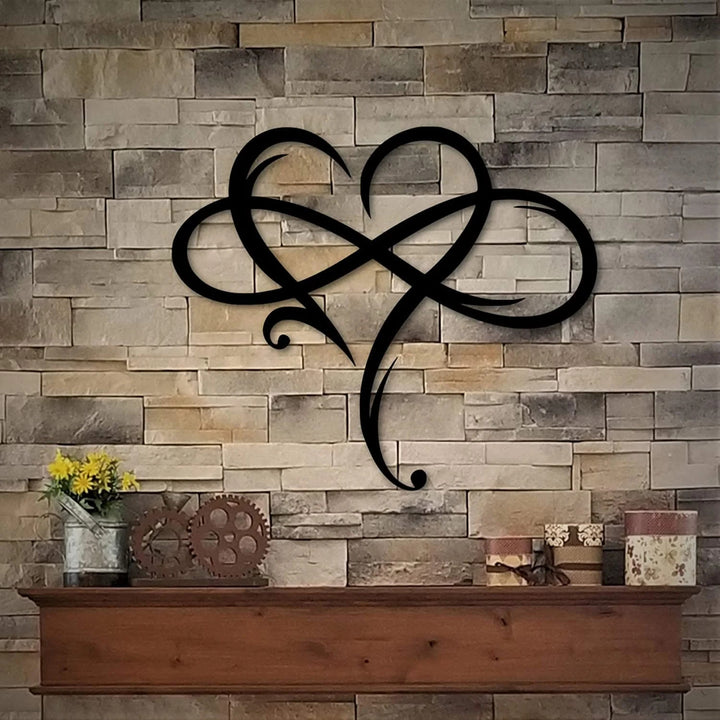 Christianartworkshop Heart & Faith Cross Metal Wall Decor: Spiritual Love & Enduring Devotion - Black - 15.75''*13.41''/40*34.07 - image 0