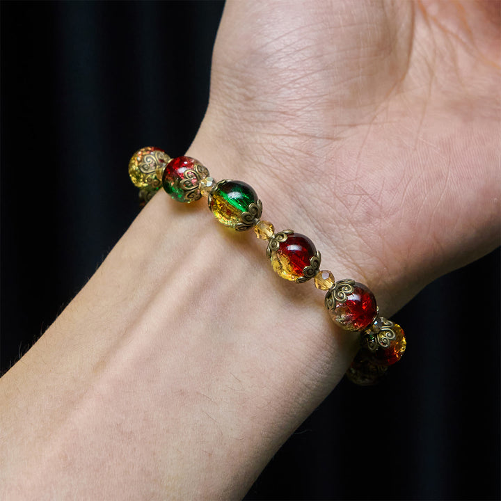 Christianartworkshop Christmas Glory Red-Green-Gold Glass Bead Bracelet: Faith That Shines - image 2