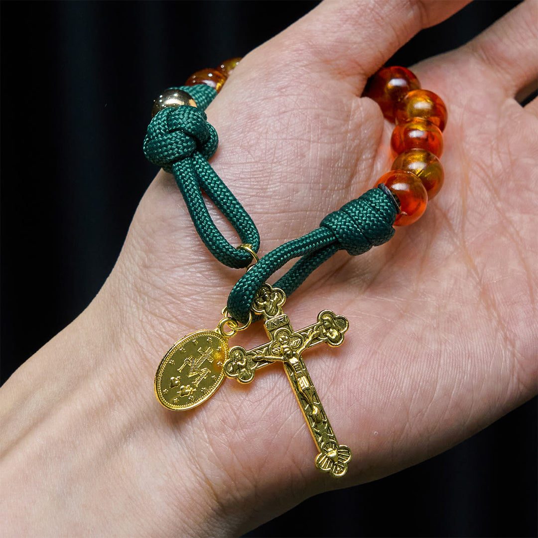Christianartworkshop Christmas Blessing Amber-Tone Portable Rosary: Mary's Grace in Every Knot - image 1