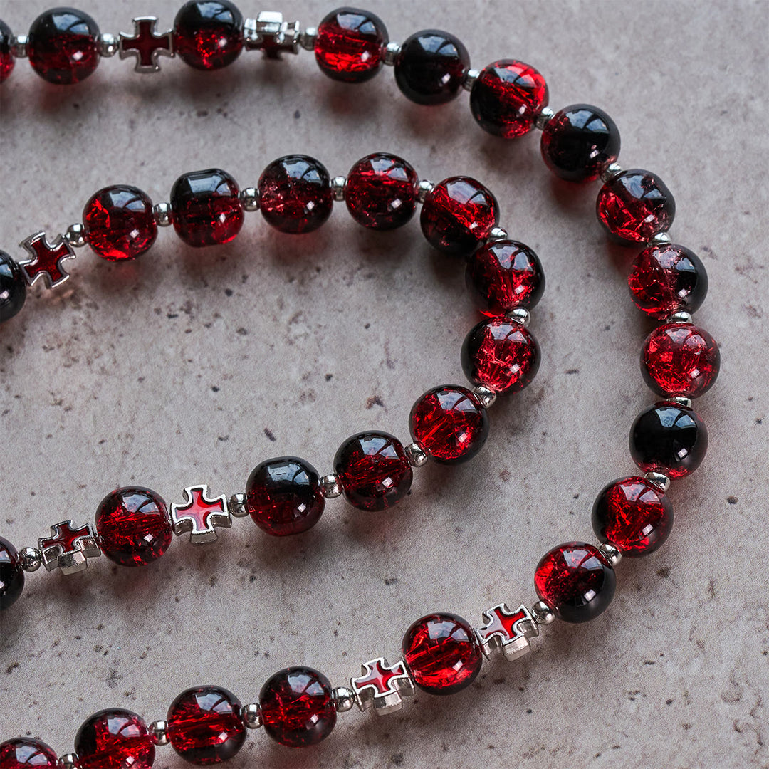 Christianartworkshop Divine Mercy Rosary in Black and Red Glass Beads Symbolizing Christ's Passion - image 8
