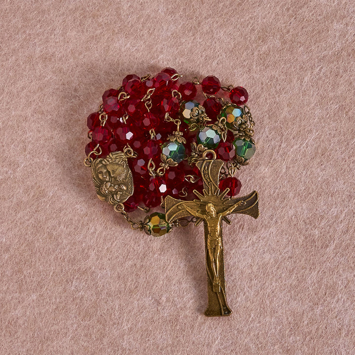 Christianartworkshop Nativity Faith Red and Green Beads Rosary: Guided by the Holy Family - image 4