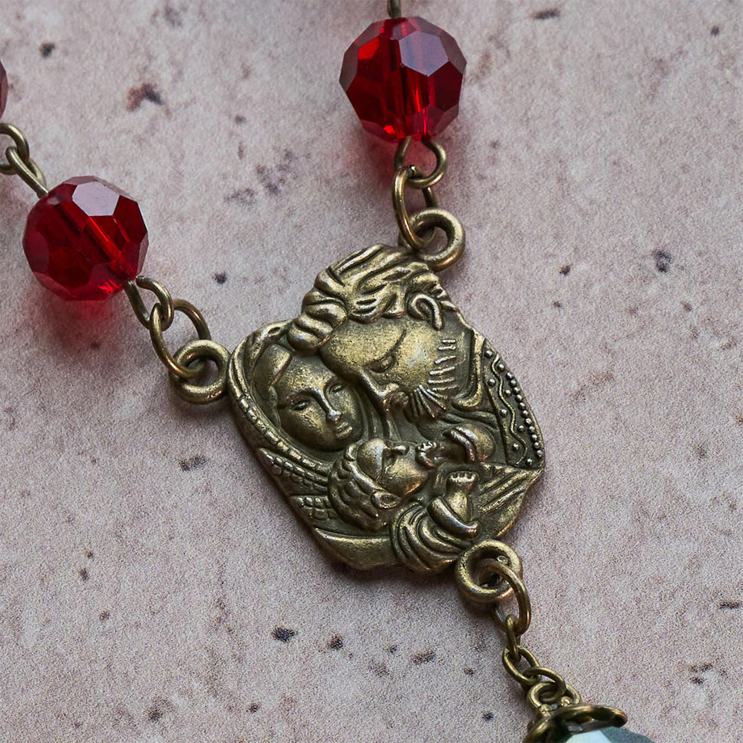 Christianartworkshop Nativity Faith Red and Green Beads Rosary: Guided by the Holy Family - image 8
