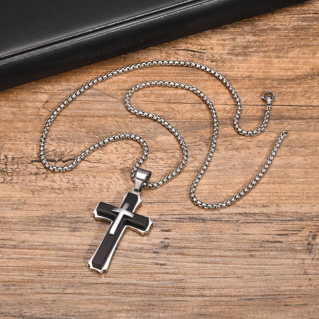 Christianartworkshop 4-Colored Cross Guardian Pendant Necklace: Faith & Protection for Daily Life - Black - image 0