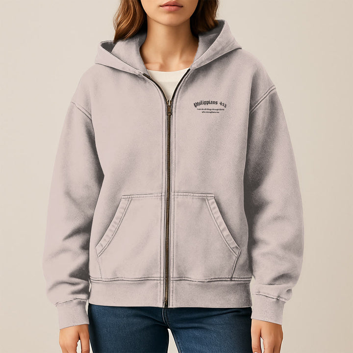 Christianartworkshop Philippians 4:13 Hooded Jacket: Faith Gift with Strength Message - image 9