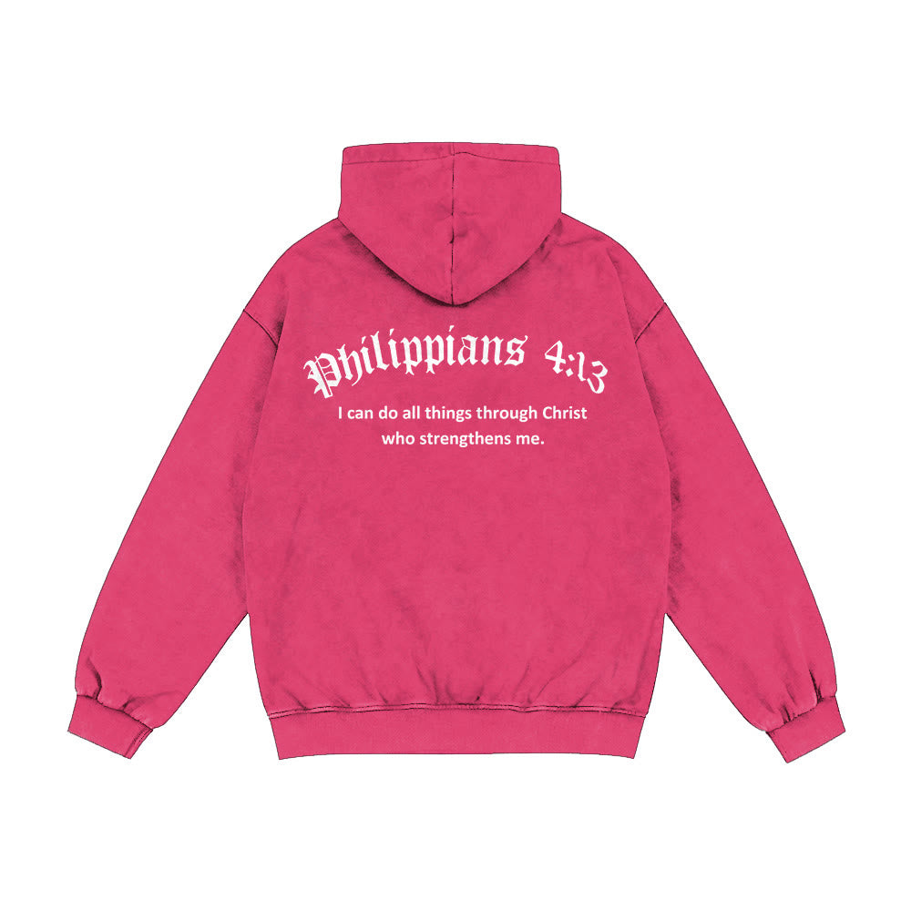 Christianartworkshop Philippians 4:13 Hooded Jacket: Faith Gift with Strength Message - Rose - 2XL - image 19