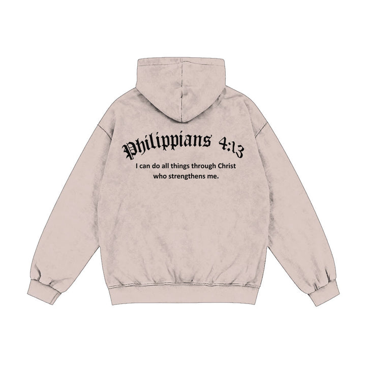 Christianartworkshop Philippians 4:13 Hooded Jacket: Faith Gift with Strength Message - Apricot - 2XL - image 7