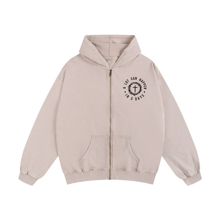 Christianartworkshop 3 Days Miracle Hooded Jacket: Resurrection Faith for Daily Wear - Apricot - 2XL - image 13