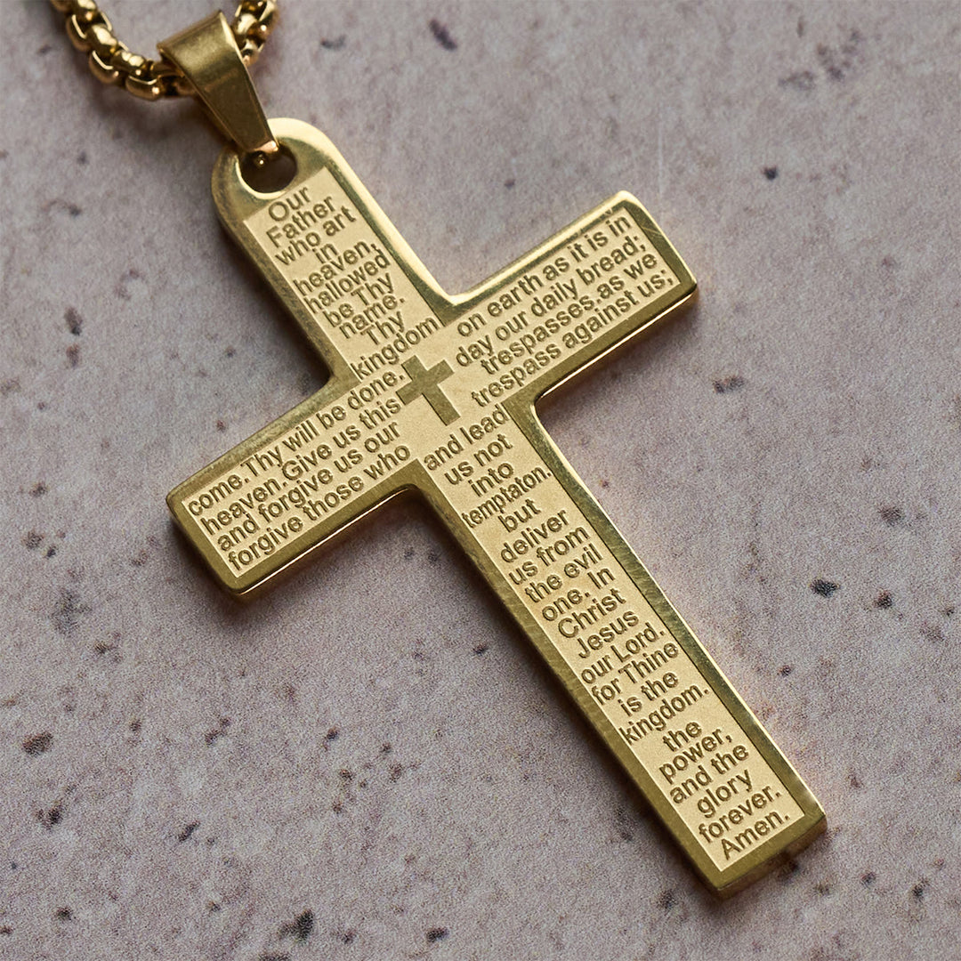 Christianartworkshop Stainless Steel Lord's Prayer Pendant Cross Necklace - image 5