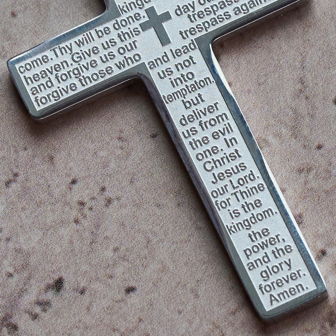 Christianartworkshop Stainless Steel Lord's Prayer Pendant Cross Necklace - image 10