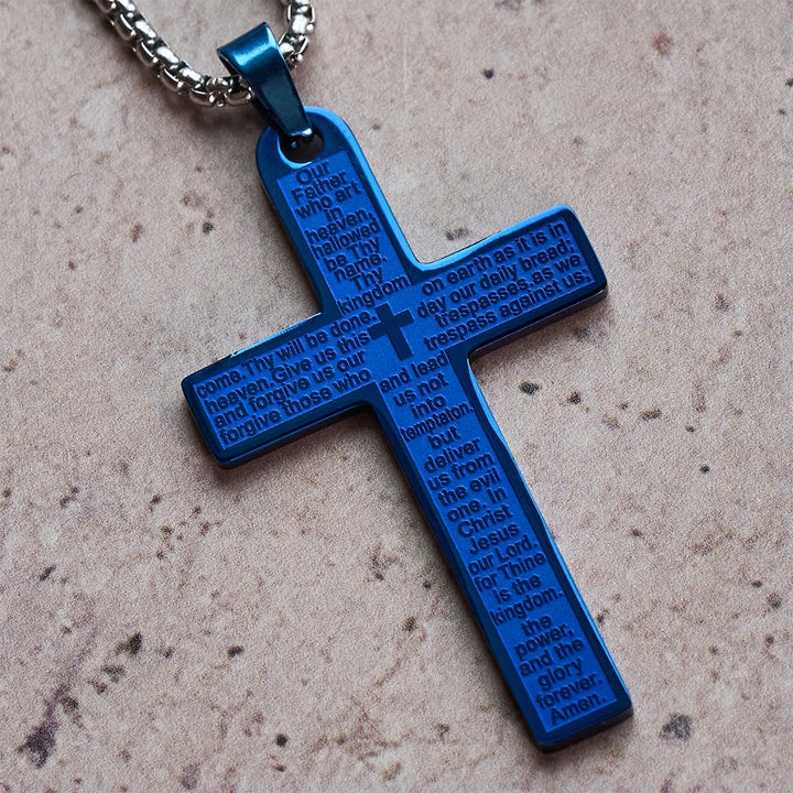 Christianartworkshop Stainless Steel Lord's Prayer Pendant Cross Necklace - image 6