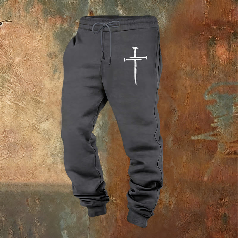 Christianartworkshop Sword Cross Sweatpants: Stylish Faith for Everyday Moments - Warm Grey - 2XL - image 0