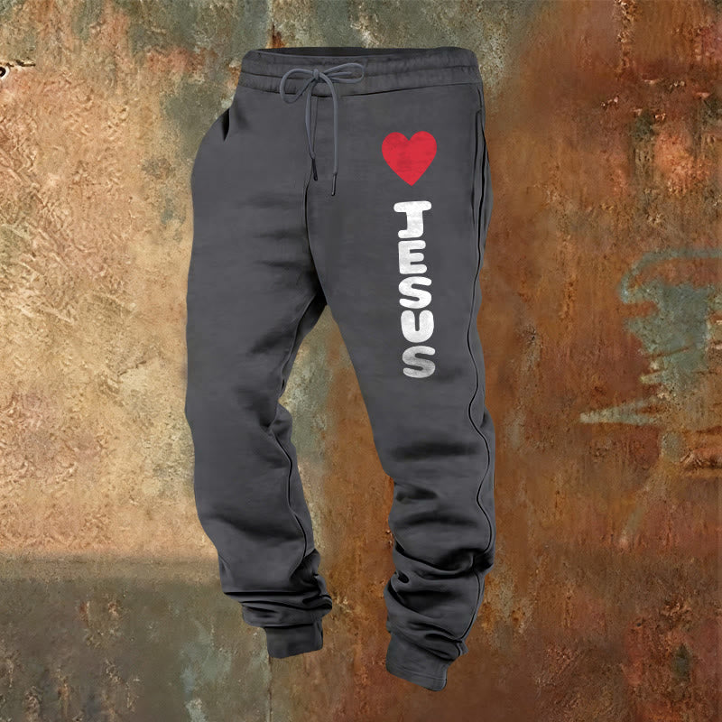 Christianartworkshop Heart for Jesus Sweatpants: Daily Wear with Faithful Affection - Warm Grey - 2XL - image 5