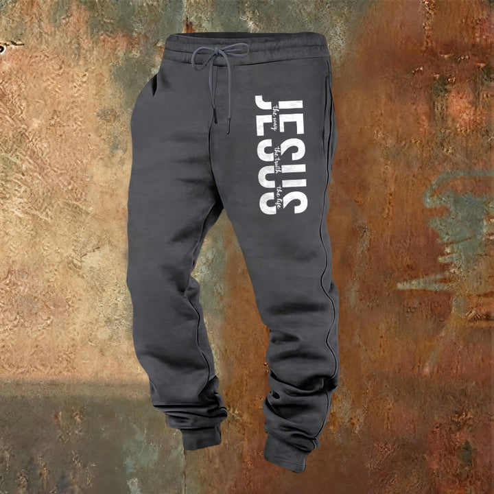 Christianartworkshop Layered Jesus Script Sweatpants: Daily Wear with Devotional Identity - Warm Grey - 2XL - image 21