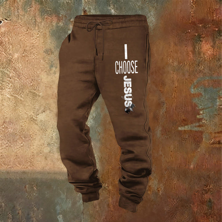 Christianartworkshop I Choose Jesus Sweatpants: Daily Wear with Faithful Commitment - Brown - 2XL - image 20