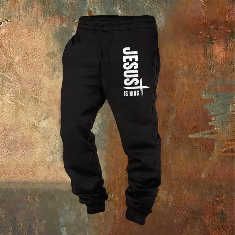 Christianartworkshop Jesus Is King Sweatpants: Daily Wear with Royal Faith - Black - 2XL - image 16