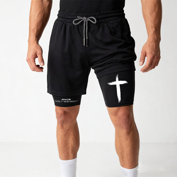 Christianartworkshop John 3:16 Cross Performance Shorts - image 8