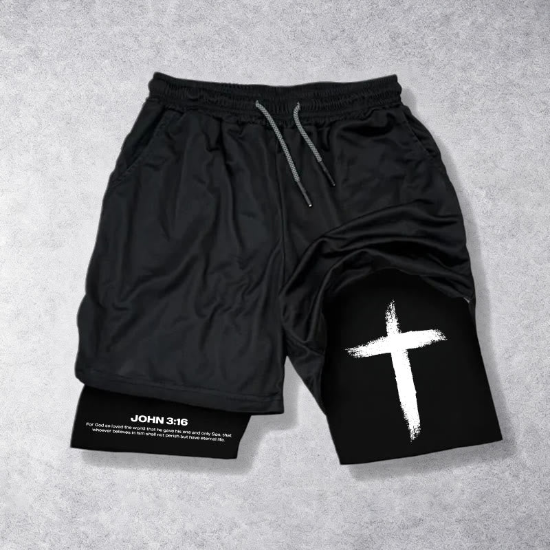 Christianartworkshop John 3:16 Cross Performance Shorts - Shorts - 3XL - image 0