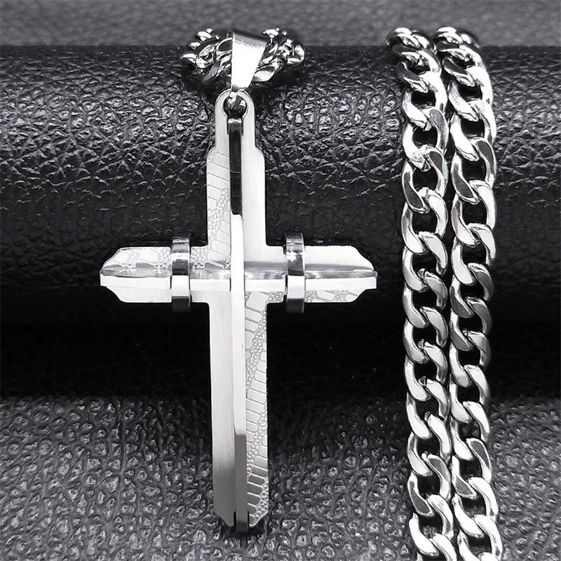 Christianartworkshop Statement Cross Necklace: Bold Craft & Spiritual Symbol for Faith-Driven Style - Silver - image 0
