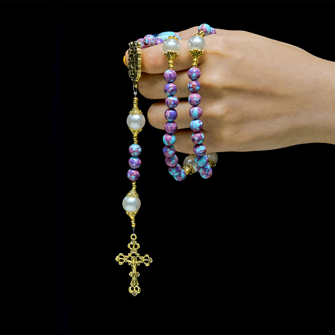 Christianartworkshop Royal Faith Purple Emperor Stone Custom Rosary with Personalized JESUS Letter - image 1