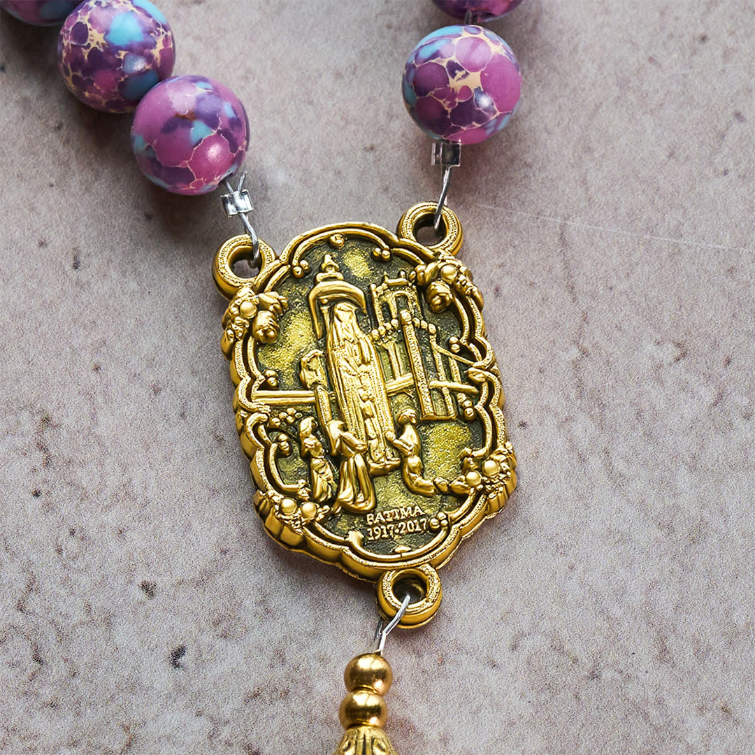 Christianartworkshop Royal Faith Purple Emperor Stone Custom Rosary with Personalized JESUS Letter - image 10