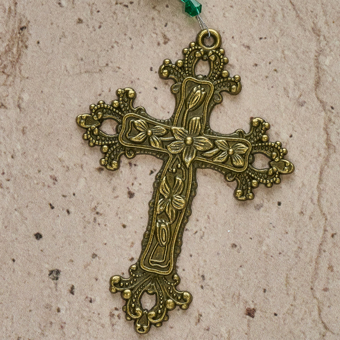 Christianartworkshop Red Floral Ceramic Beads Rosary with Green Rose: The Garden of Mary's Love - image 10