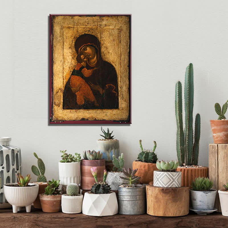 Christianartworkshop Unique Vintage Madonna and Child Art Prints: Distinctive Faith Expression - Framed Canvas Painting - 11.81''*15.75''/30*40cm - image 0