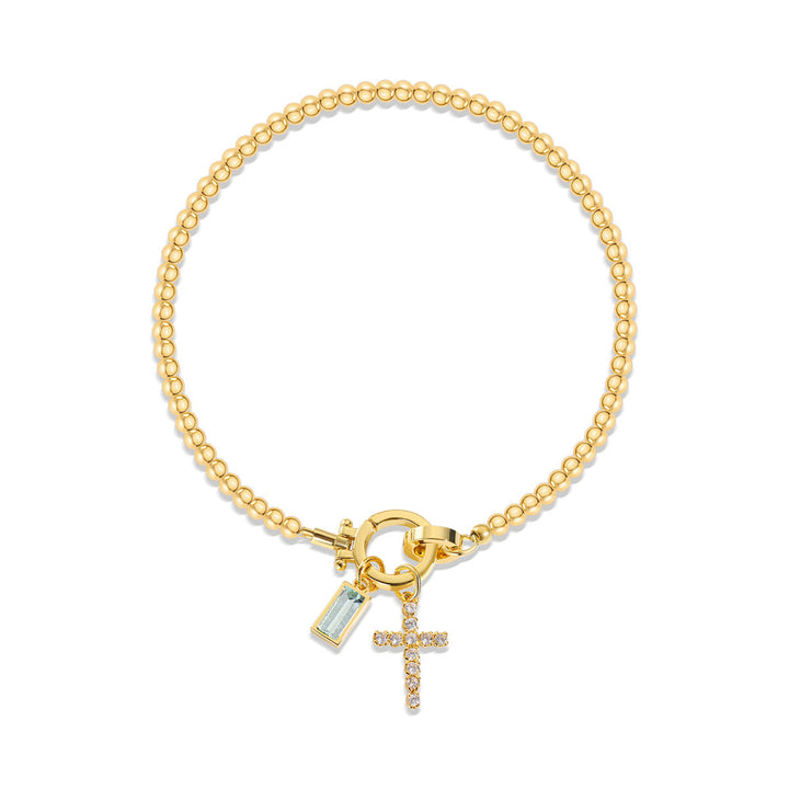 Christianartworkshop 12 Birthstone Cross Bracelet: Faith-Driven Identity & Timeless Devotion - March - image 2