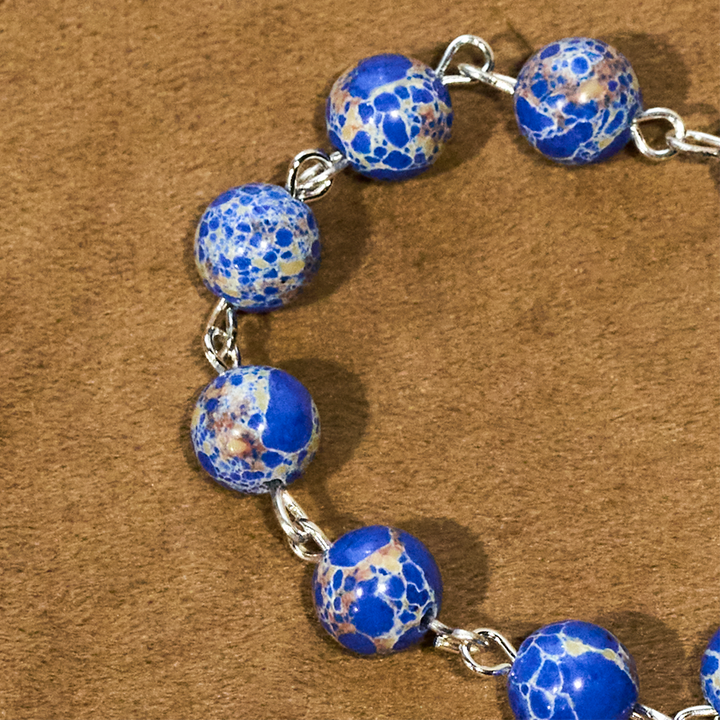 Christianartworkshop Royal Blue-Tone Stone Beads One Decade Rosary, Bracelet: Grace Guided by Mary's Hand - image 3