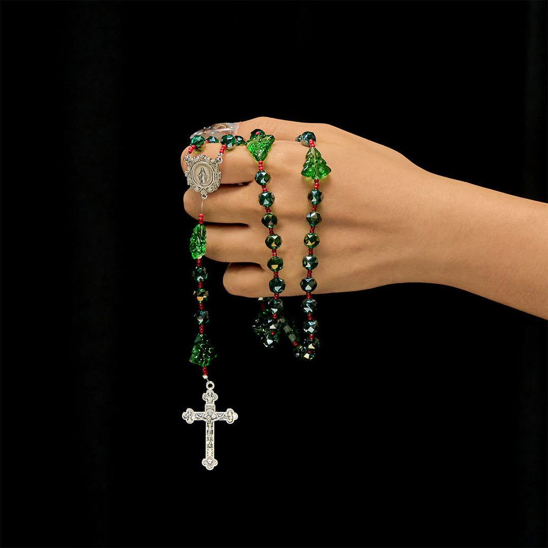 Christianartworkshop Joyful Green Tree of Hope Christmas Rosary: Celebrate Christ's Birth - image 1