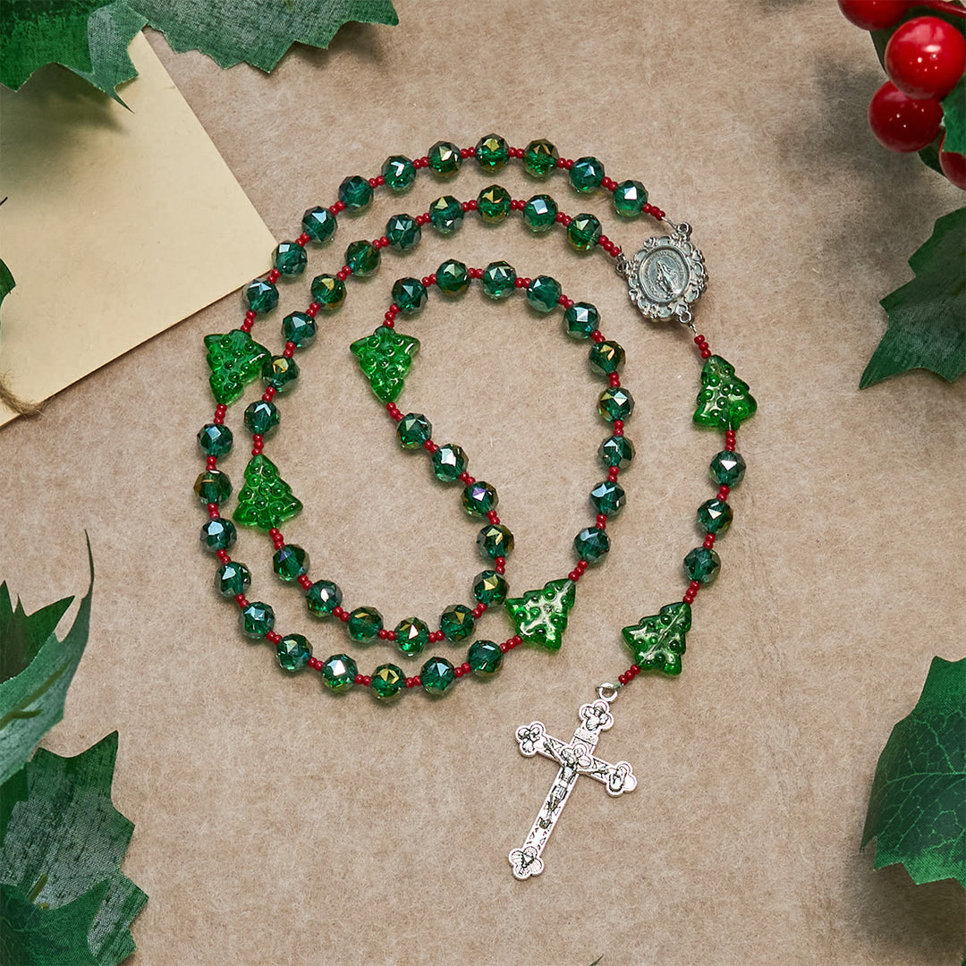 Christianartworkshop Christmas Gift: Joyful Green Tree of Hope Christmas Rosary: Celebrate Christ's Birth - image 6