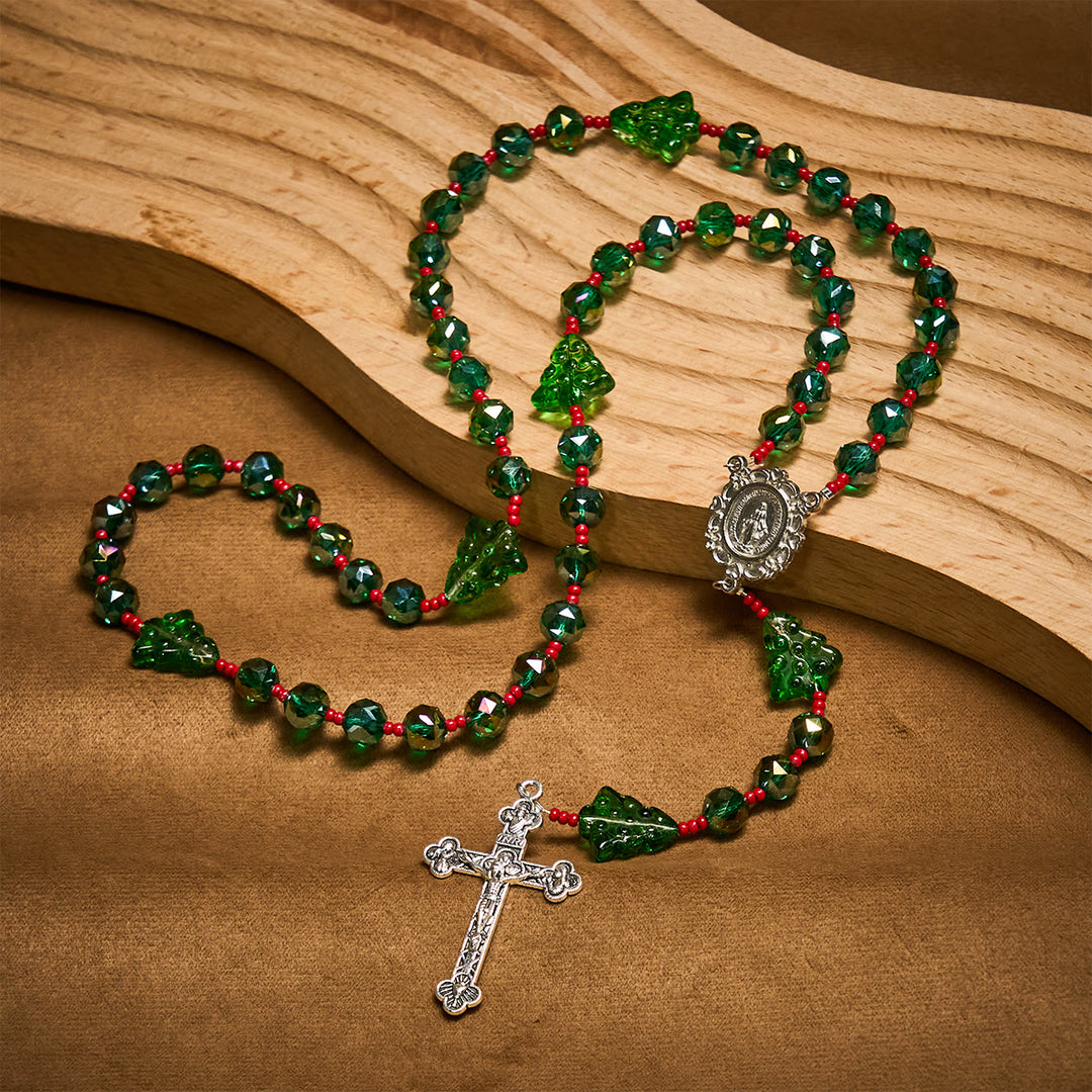 Christianartworkshop Christmas Gift: Joyful Green Tree of Hope Christmas Rosary: Celebrate Christ's Birth - image 5