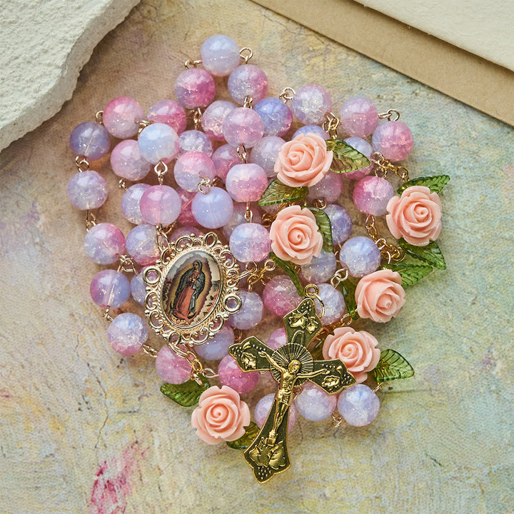 Christianartworkshop Virgin Mary with Rose-Accented Rosary: Timeless Faith & Floral Faith Symbol - image 5