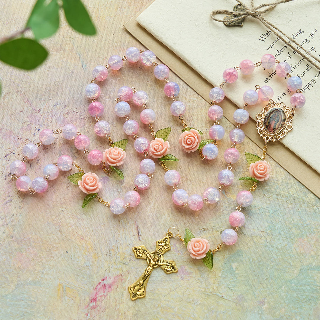 Christianartworkshop Virgin Mary with Rose-Accented Rosary: Timeless Faith & Floral Faith Symbol - image 4