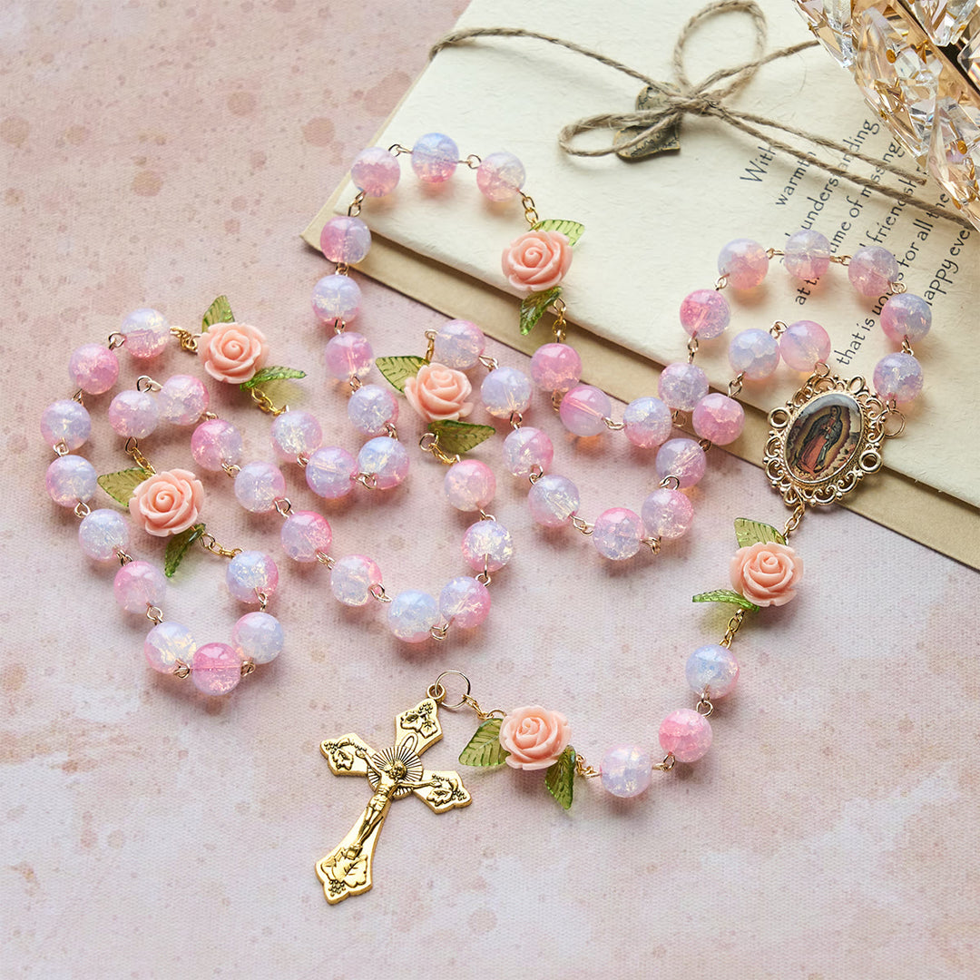 Christianartworkshop Virgin Mary with Rose-Accented Rosary: Timeless Faith & Floral Faith Symbol - image 3